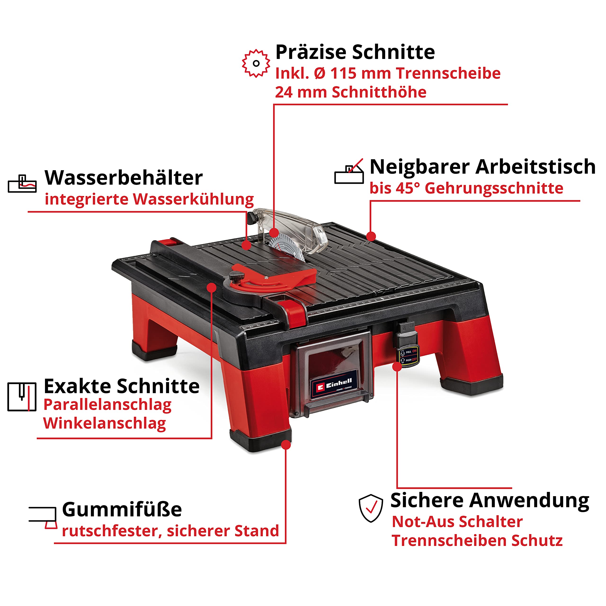 Einhell TE-TC 18/115 Li-Solo Akku-Fliesenschneider 18V 3800 min-1 Li-Ion