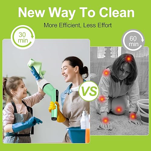 Miniatura 5 de G2-Electric Spin Scrubber - IPX7 Cepillo limpiador de ducha impermeable 12 en 1, mango retráctil y 2 velocidades para baño, bañera, cocina, suelos