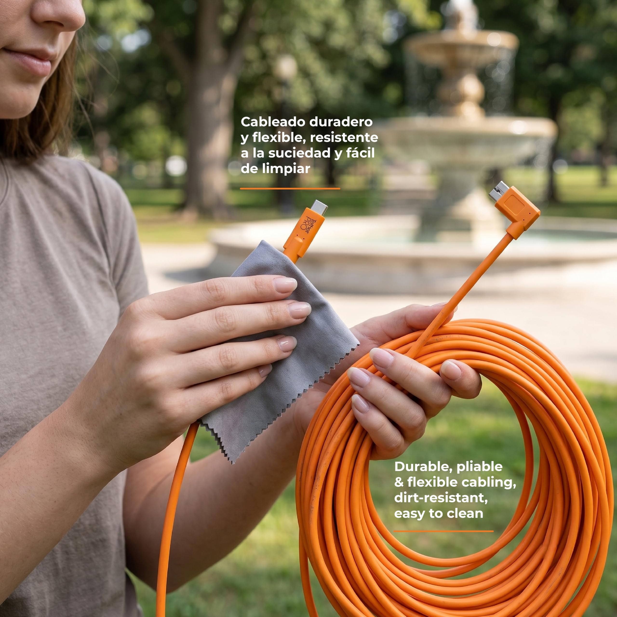 Tether Tools Cable USB-C a 3.0 Micro-B ángulo recto, 4,60 m, color naranja