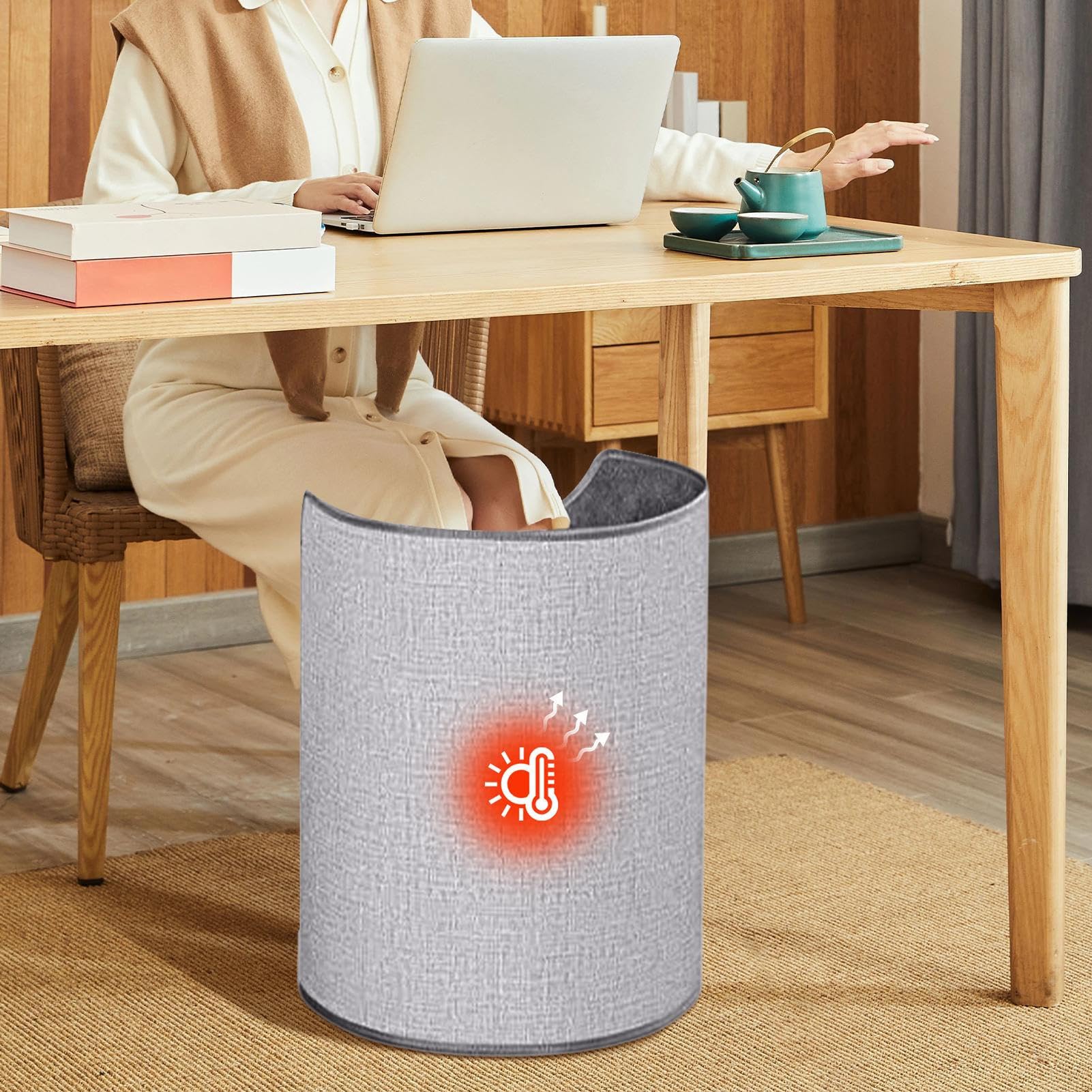 Chauffe-pieds sous le bureau, chauffage sous le bureau, mur chauffant à 360 degrés, chauffe-jambes et pieds verticaux avec arrêt automatique pour la maison, le dortoir, l'hôtel