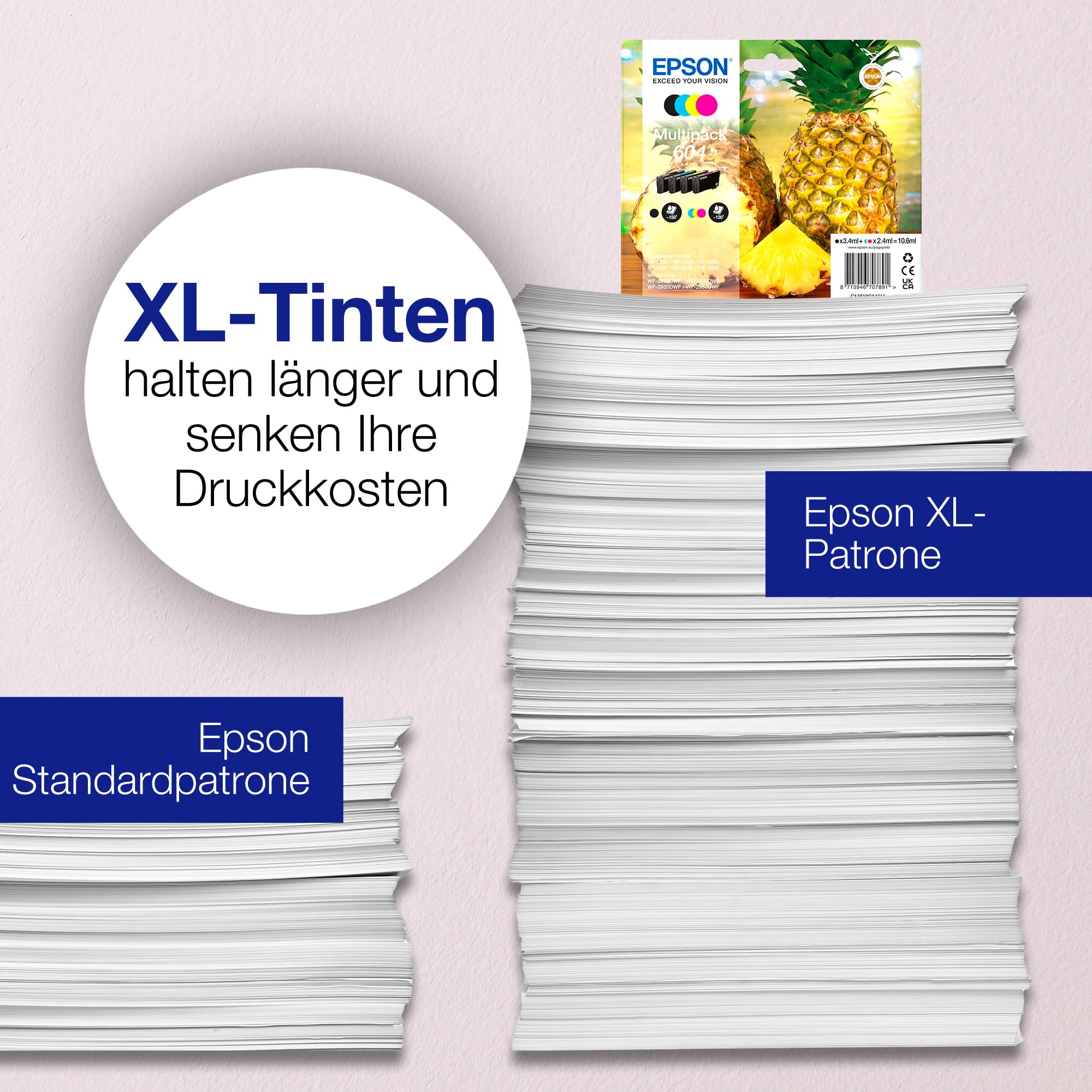 Epson Original 604 Pineapple Multipack 4-Farben-Tintenpatronen Schwarz Cyan Magenta Gelb