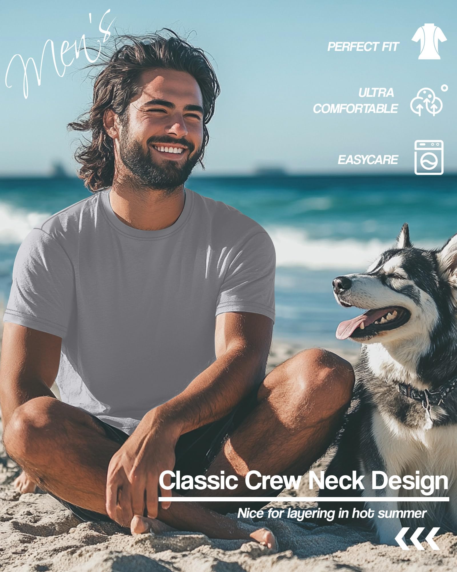 Neer Paquete de 4 Camisetas para Hombre Tallas Grandes y Altas Algodón de Verano, Mangas Cortas Cuello Redondo Prenda Casual