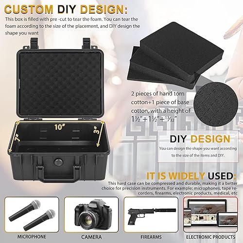 Miniatura 3 de ITHWIU Funda rígida protectora impermeable IP67a prueba de golpes con inserto de espuma personalizado para cámara, pistola, lentes, portátiles y