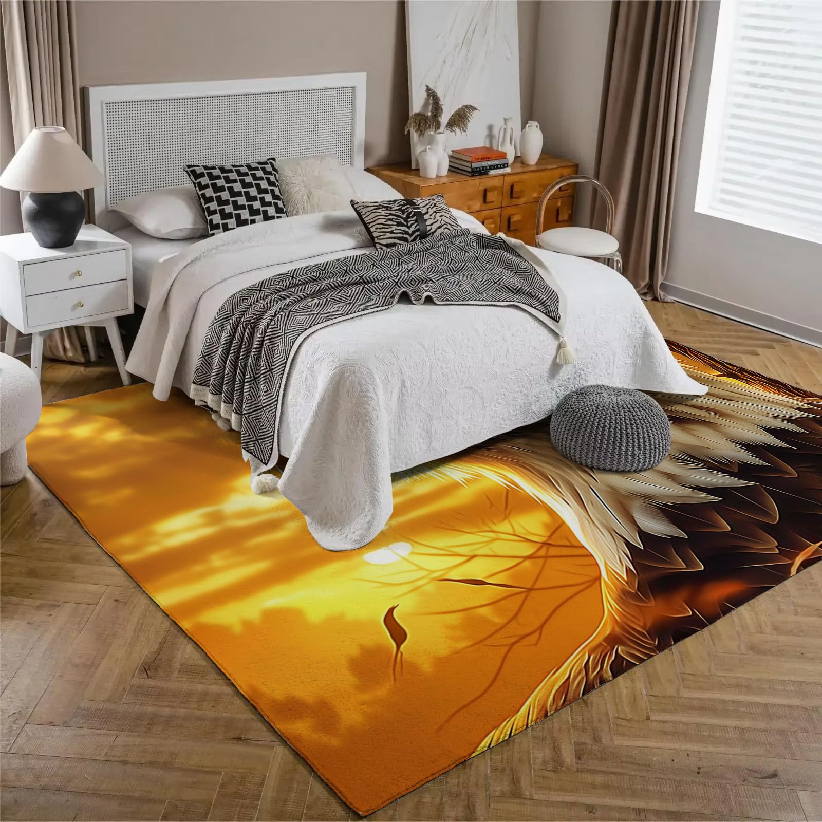Vista Della Fauna Selvatica Tappeti Soggiorno Camera Da Letto – Tramonto Tappeti Antiscivolo – Moderno Morbido Pelo Corto Peluche 150X210Cm Tappeto - Non Perde Pelo Facile Pulire