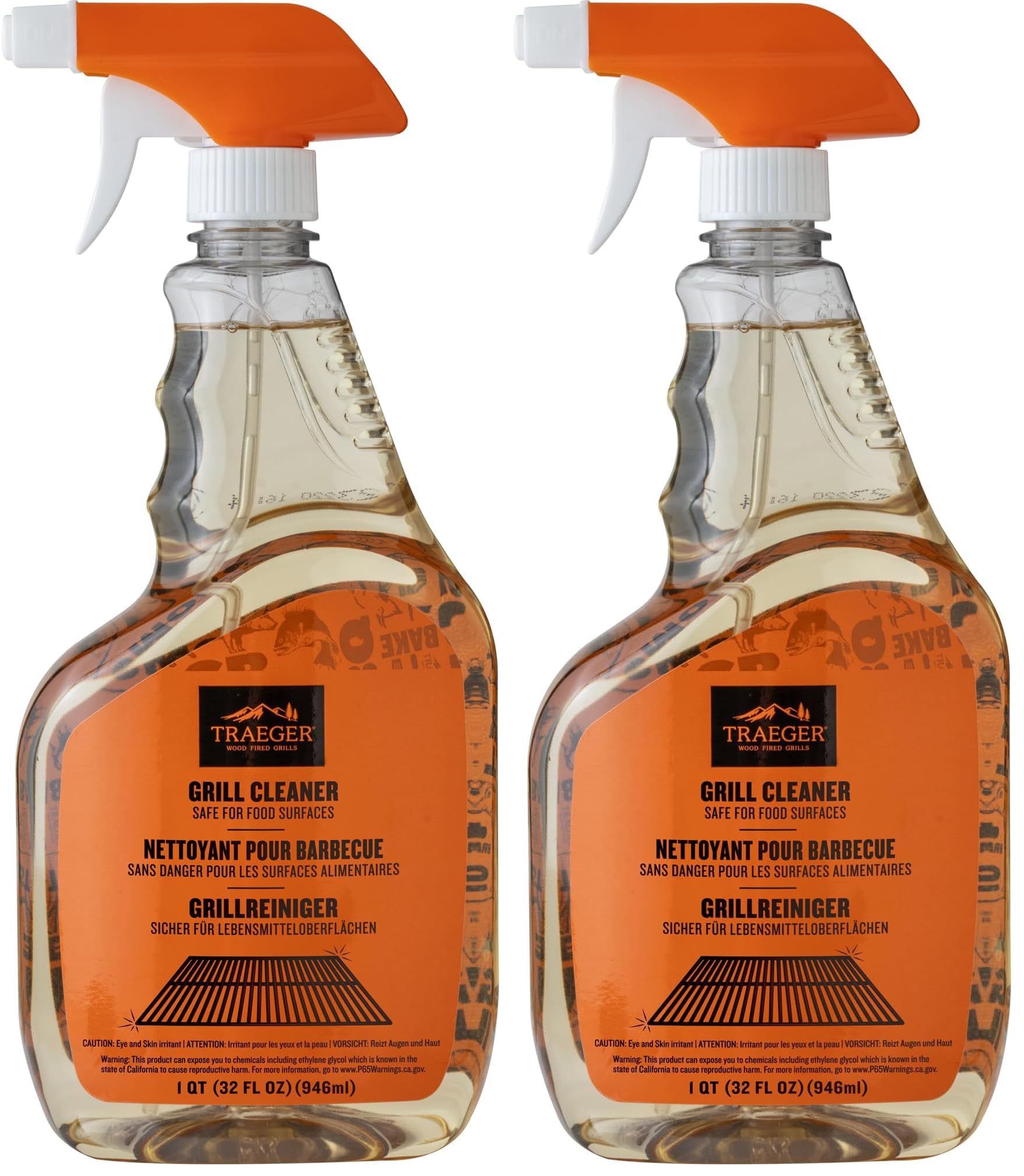 Traeger Grills BAC679 Grill Cleaner Spray Bottle, Grease Cutter, Keep Grill Shiny, No Harmful Chemicals, Citrus Scent, 946ml,(Pack of 2)