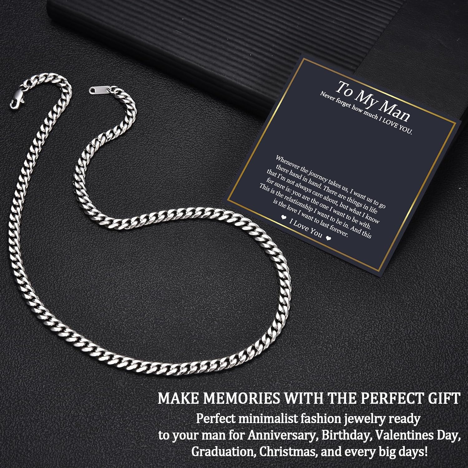 EPIRORA Cuban Link Chain Gifts for Men Boys, 6MM Stainless Steel Mens Cuban Necklace Birthday Christmas Valentines Day Anniversary Presents Jewellery Gifts for Son Grandson Nephew Boyfriend Friend - Image 5
