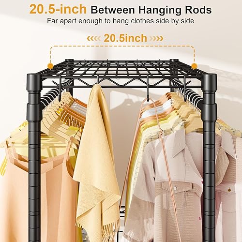 Miniatura 4 de P5 Plus - Perchero resistente para colgar ropa, perchero de metal con ruedas, estante portátil de 3 niveles para armario de 45 pulgadas de ancho x