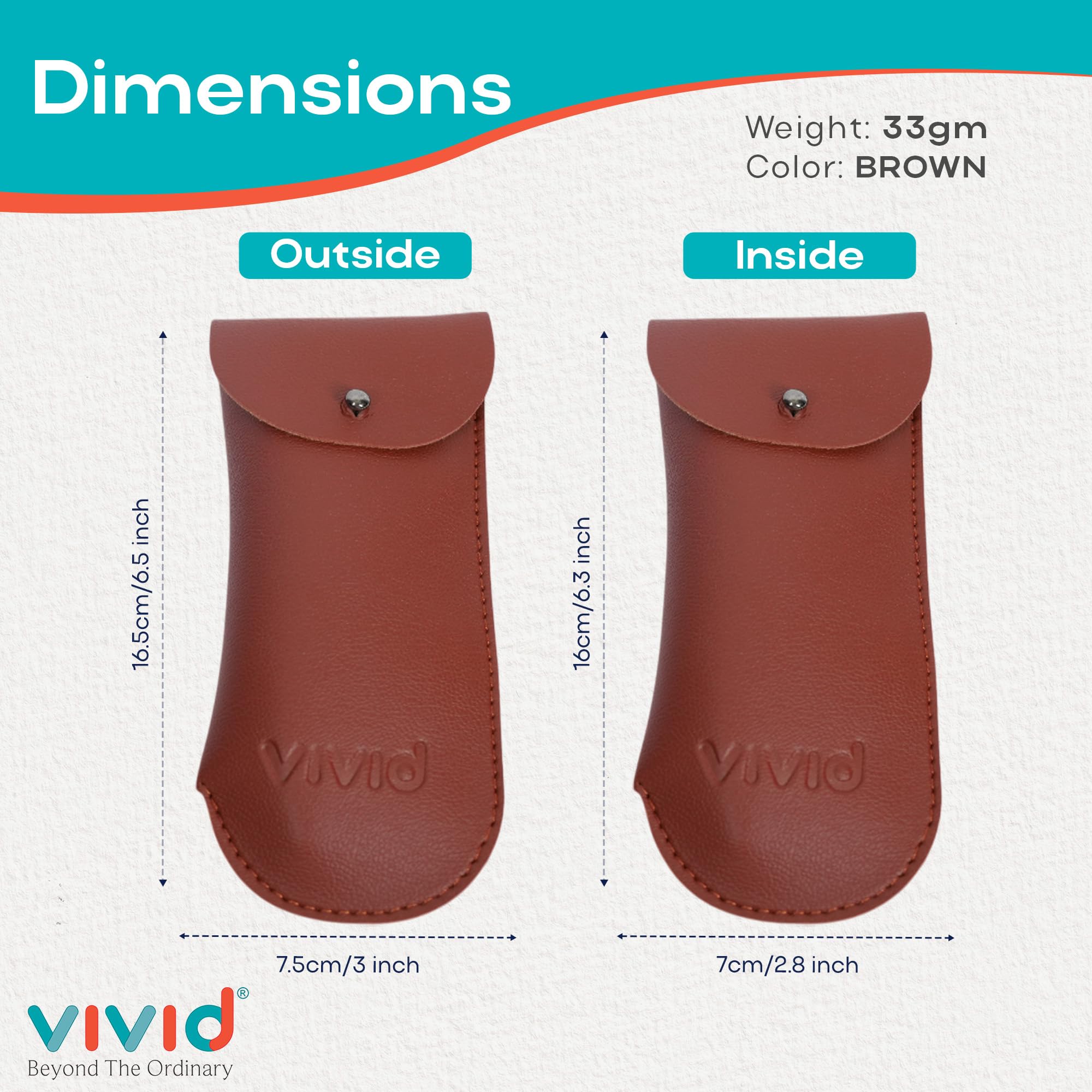 VIVID Vision Unisex Adult Lightweight Eyewear Specs Case Cover | Protect Eye Glasses | Chashma Dibbi | Spectacle Box | Pouch | Closure - Valpro-tape | Artificial Leather | D-20 | BROWN