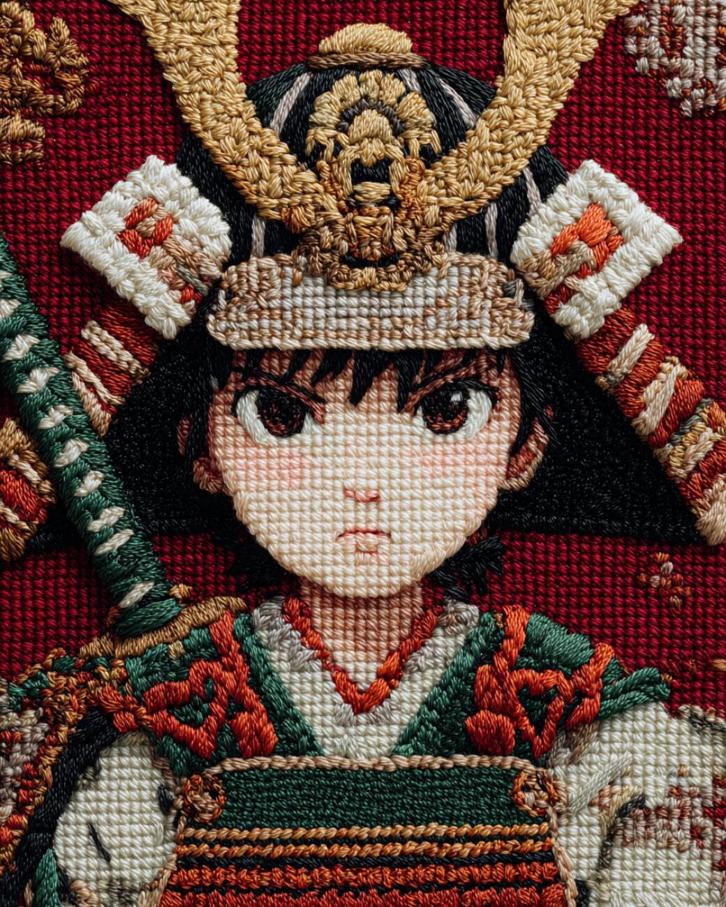 AMBATTERY Carpet Latch Hook Kit Anime Samurai 55x75cm