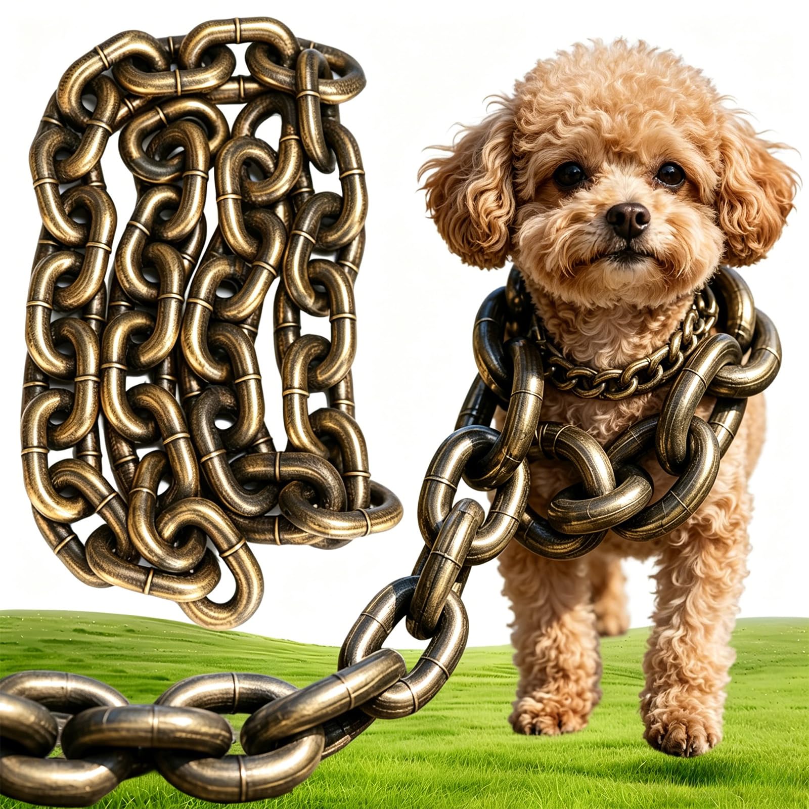 Iron Paw Lead, Dog Rocks, Simulated Plastic Thick Dog Chain, Looks Strong and Heavy, for Small Dog and Cat Photo Props (C-1.5M/59IN)