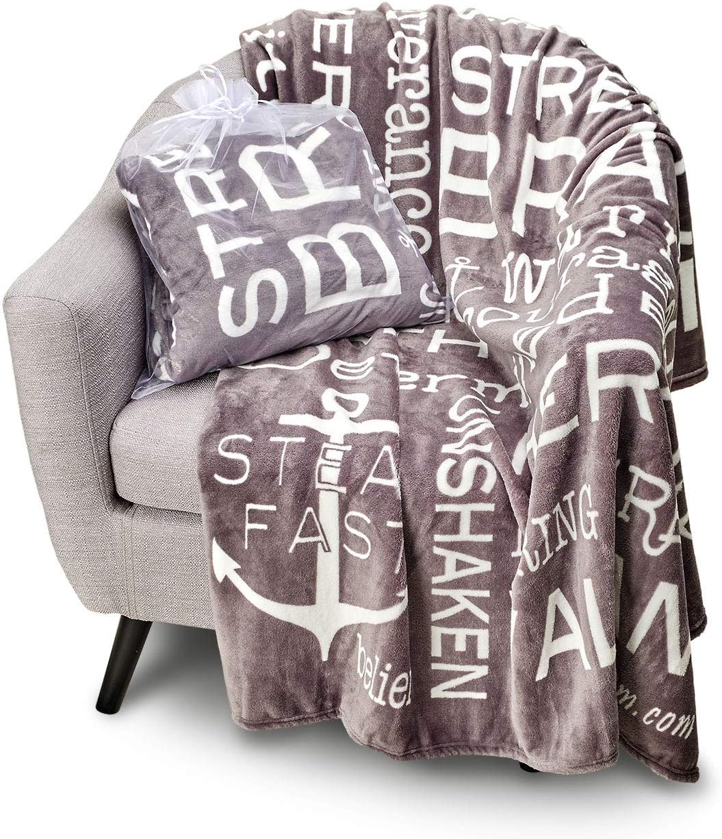 BlankieGram “Bravery” Throw Blanket – Gift Ideas and Gifts for Women and Men Make Great Comfort Gifts, Grey