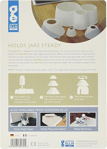 Miniatura 2 de HOMECRAFT Abrebotellas y tarros sin derrames, cómodo abridor de tarros para rango limitado de movimiento y agarre débil, ayuda de agarre para uso