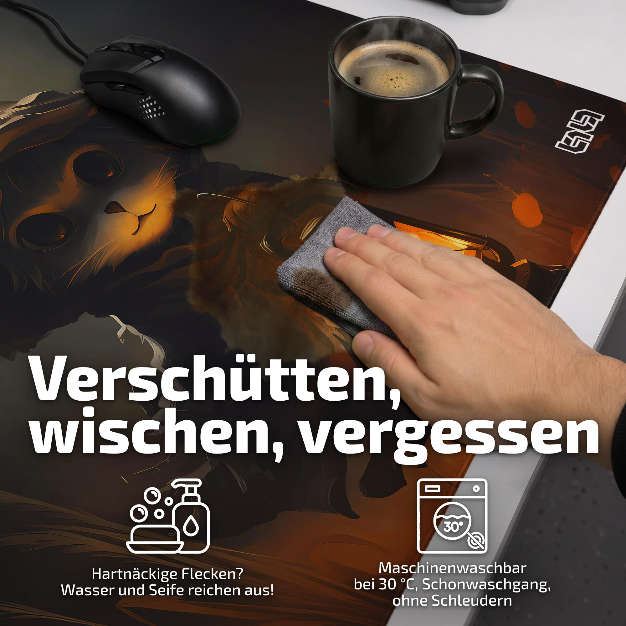 Tilt Schreibtischunterlage 90x40 cm Gaming Mauspad XXL | Rutschfester Mousepad Groß für Schreibtisch und PC Gadgets | Wasserdichter Desk Mat (Not Afraid at All)