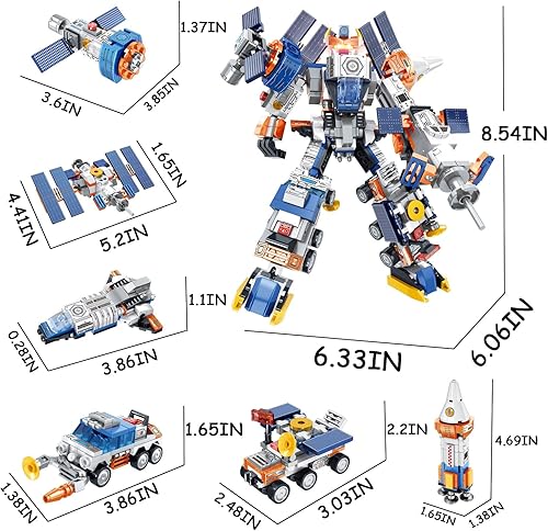 Miniatura 6 de HYG Toys Space Corps Robot Building Toy Set, 6 in-1 Transforming Robot Building Kit, Space Shuttle Toy Educational STEM Toys for Boys Age 6+ Year Old