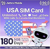 Vista 8 de Jethro Mobile Plan prepago – 30 días de conversación y texto ilimitados + 5 GB de datos de alta velocidad Funciona con iPhone, Android y teléfonos