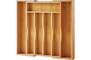 ORIDOM Expandable Bamboo Drawer Organizer for Cutlery and Utensils