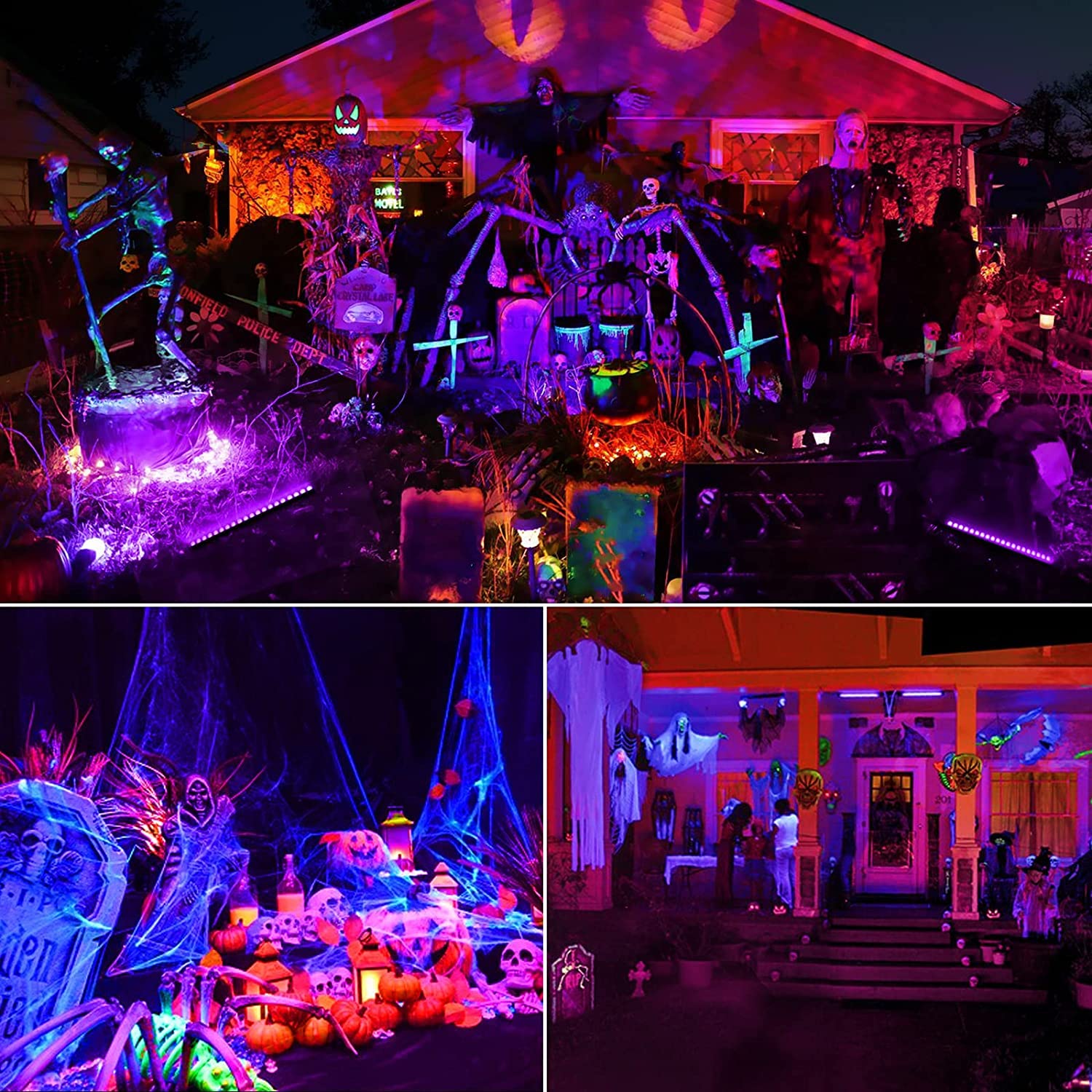 Eleganted 2pcs 10W Barra LED 395nm UV Lampada di Luce Nera, 48 Leds Luce per Scena di Natale Halloween DJ Disco Black Light Effetto Fluorescente di Palcoscenico