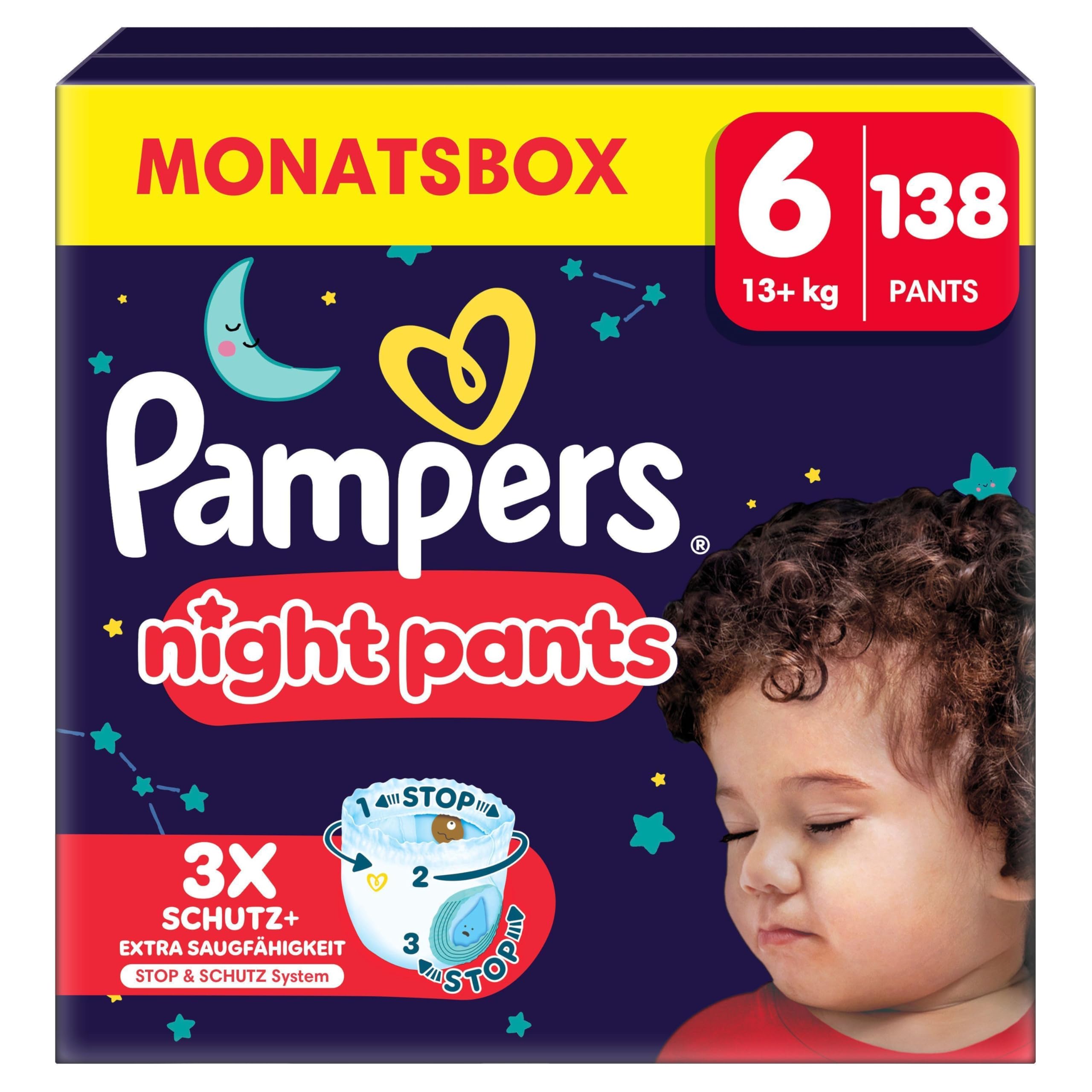 Pampers Night Pants Größe 6, 138 Windeln, 13kg+, Pampers Night Pants Bieten Zusätzlichen Schutz Für Die Ganze Nacht