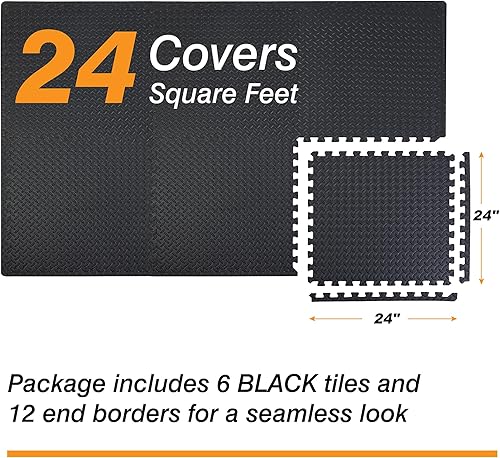 Miniatura 4 de Mat Block Azulejos de espuma entrelazados para piso de 24 pies cuadrados, 12 pulgada, 6 azulejos, alfombrilla de gimnasio de EVA, equipo de