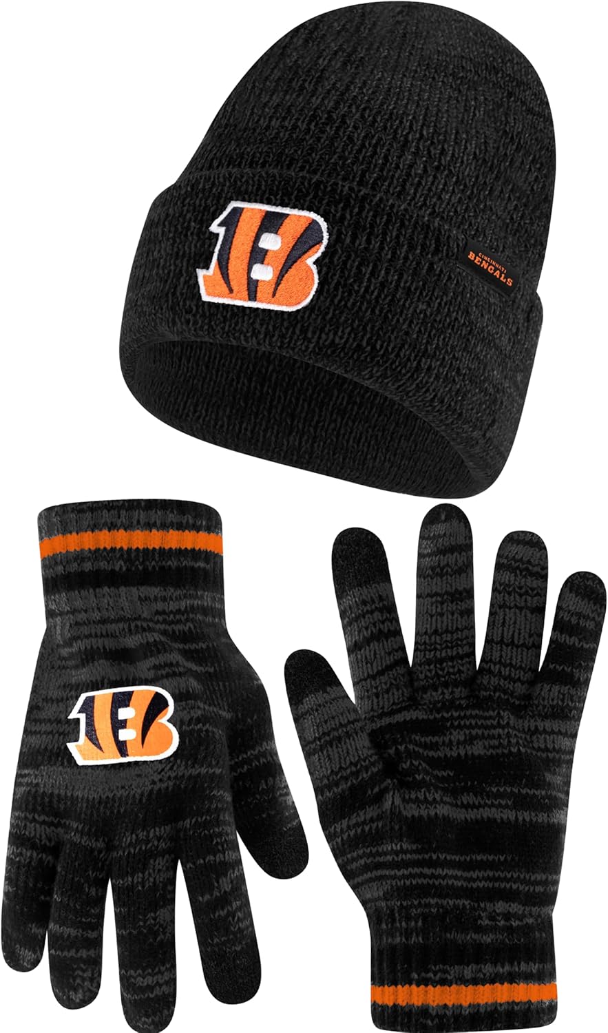 Ultra Game Youth NFL Official Super Soft Marl Knit Winter Beanie Knit Hat with Extra Warm Touch Screen Gloves