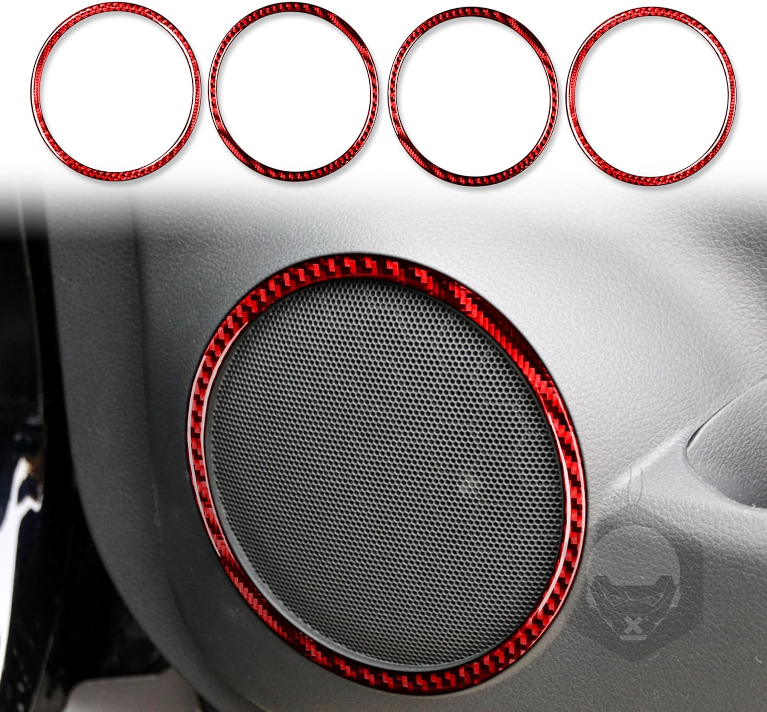 Carbon Fiber Frame Cover Trim Sticker Accessories Decoration Compatible with Nissan X-Trail Rogue 2014-2021 (Red, Door Speaker Sound Frame 09)