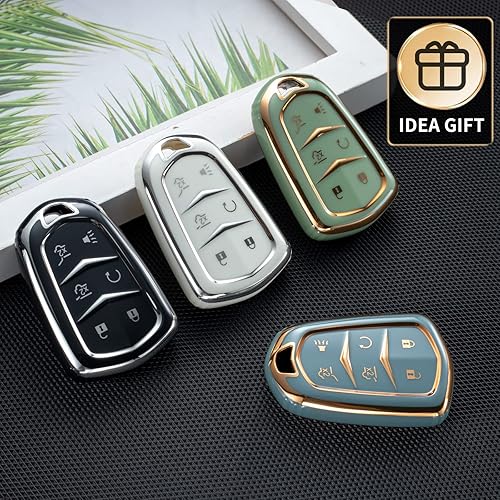 Miniatura 6 de Funda compatible con llavero Cadillac con cordón de cuero, funda protectora para llave de automóvil para Cadillac Escalade CTS SRX ATS CT6 SRX XT5