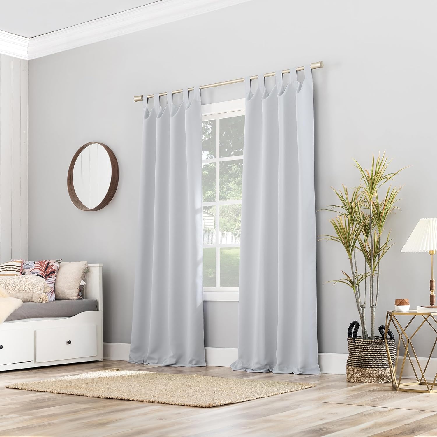 Sun Zero Easton Energy Saving Blackout Tab Top Curtain Panel, 40" x 95", Dove White