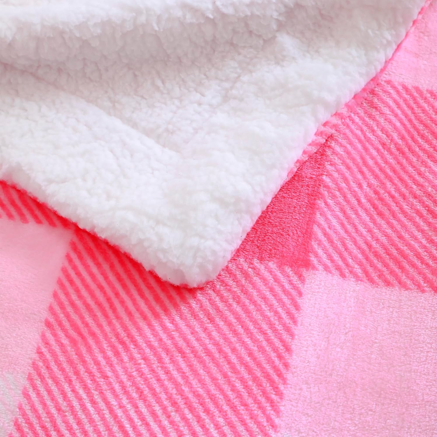 Valentine Pink Plaid Throw Blanket 50"x60",Valentine‘s Day Room Decor Soft Warm Fleece Fuzzy Checkered Blanket for Couch Living Room Bed Camping Chair Dorm