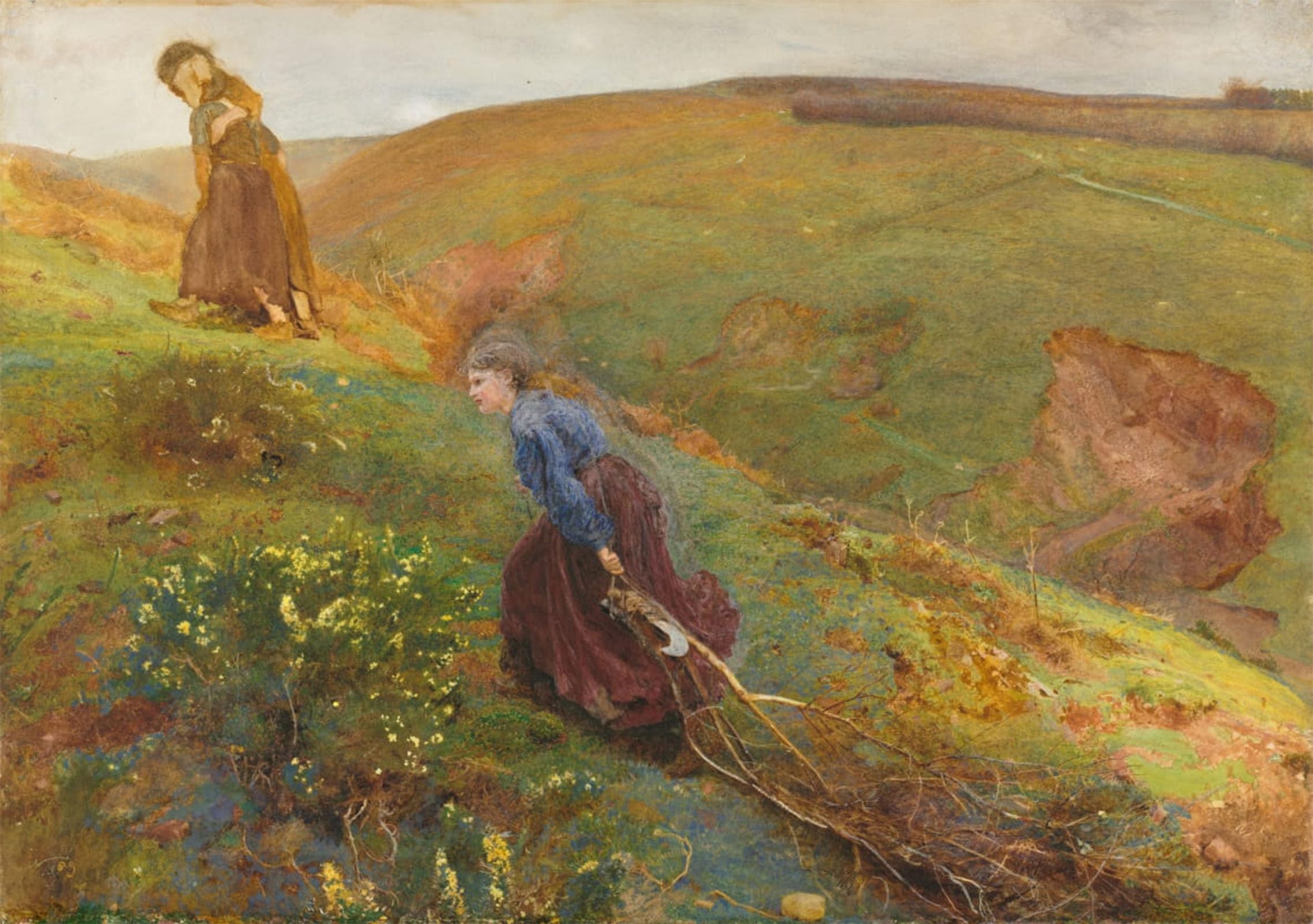 ARTXLXXBN Famous Painting Canvas Artwork Graffiti Print the Wood Gatherers by William North Portrait Canvas Image for Home Decor 60x90cm