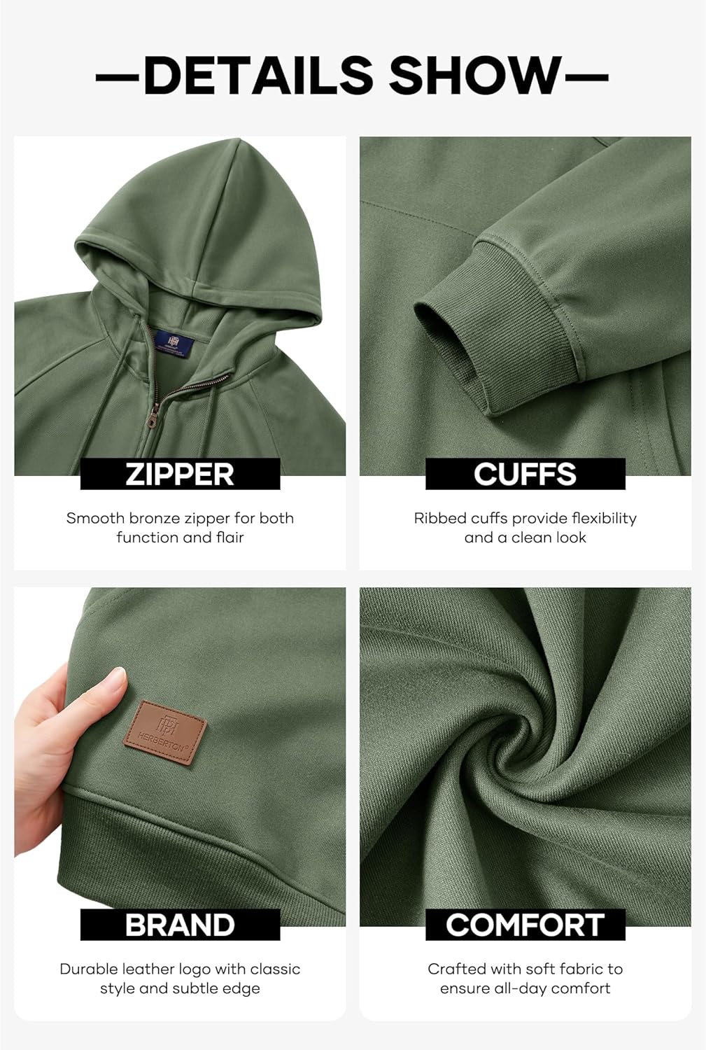 Men Tactical Hoodies Quarter Zip Long Sleeve Hooded Sweatshirts with Pockets (S-XXL) - Image 6