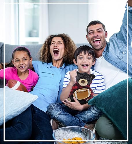 Miniatura 7 de DolliBu Animal de peluche de oso negro con felpa de fútbol  Oso súper suave para abrazar con capucha a cuadros rojos, juguete de peluche regalo de