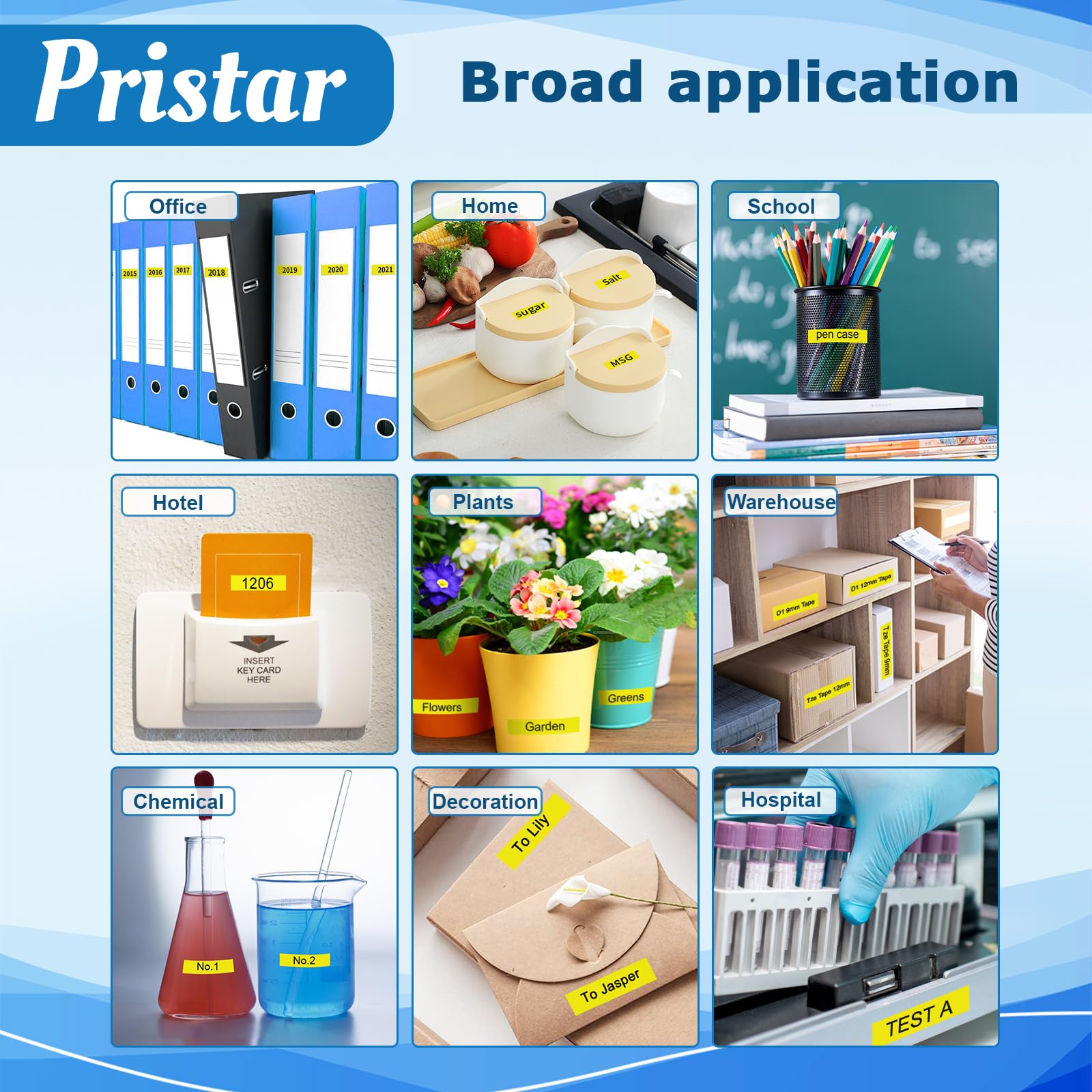 Cinta De Cartícula Compatible Con Brother P Touch, 6mm X 8m, Azul Sobre Blanco Para