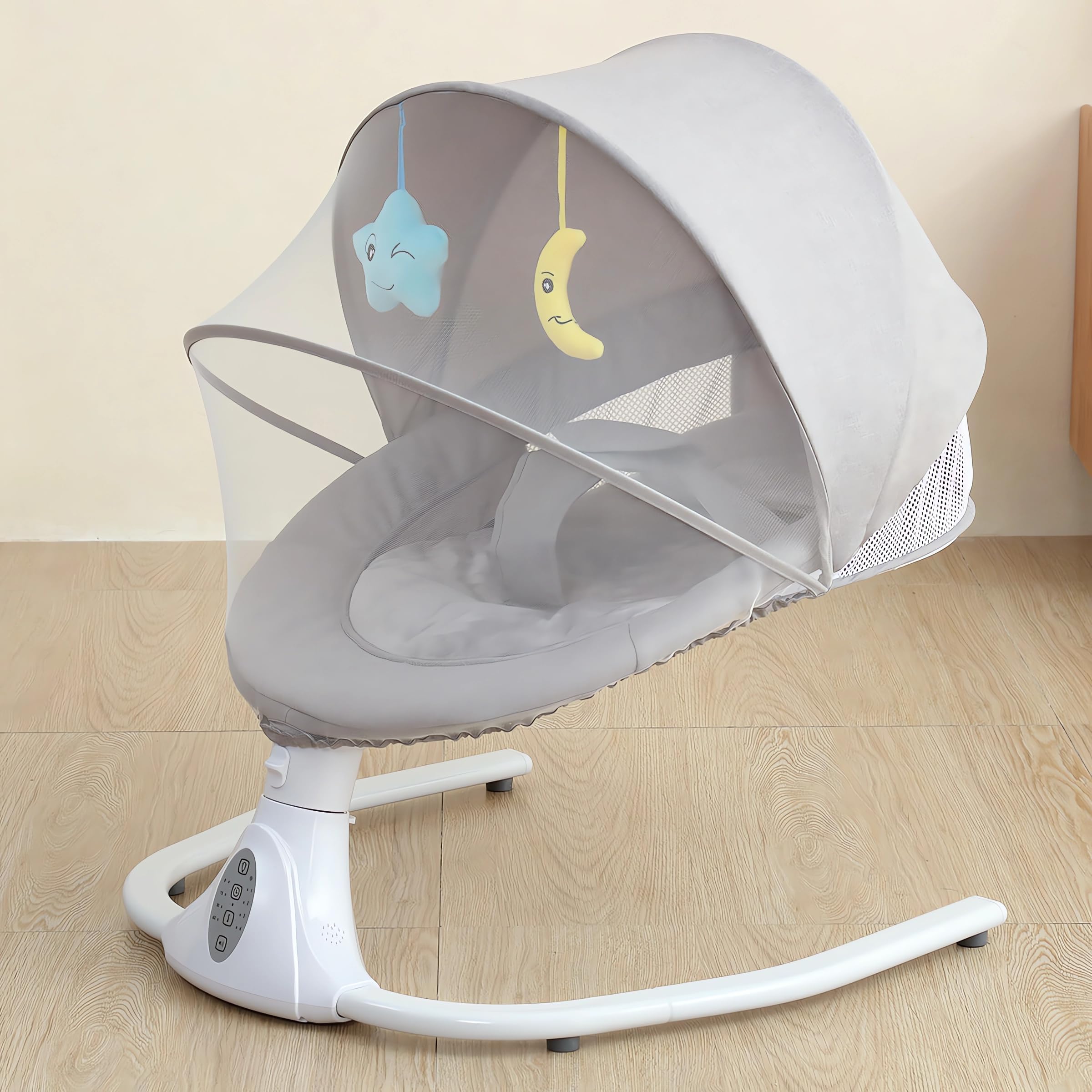 Baby Swing for Infants, Electric Infant Swing with Remote Control Music Speaker, Baby Swing for Newborn with 4 Swing Speed,Baby Bouncer with mosquito net Baby Rocker for 0-2 years old
