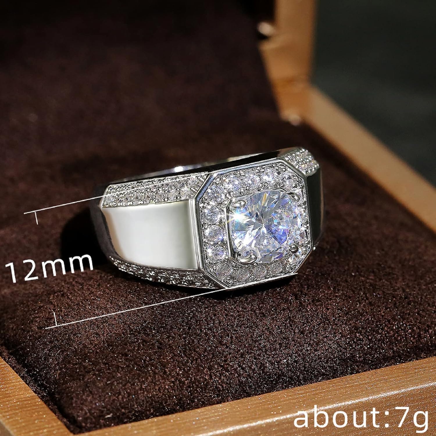 925 Sterling Silver Delicate Rings for Men Silver Plated White Gold Imitation Zircon Ring Diamond Ring Cubic Zirconia Anniversary Rings CZ Multi Row Ring Eternity Engagement Wedding Band Ring (12) - Image 2