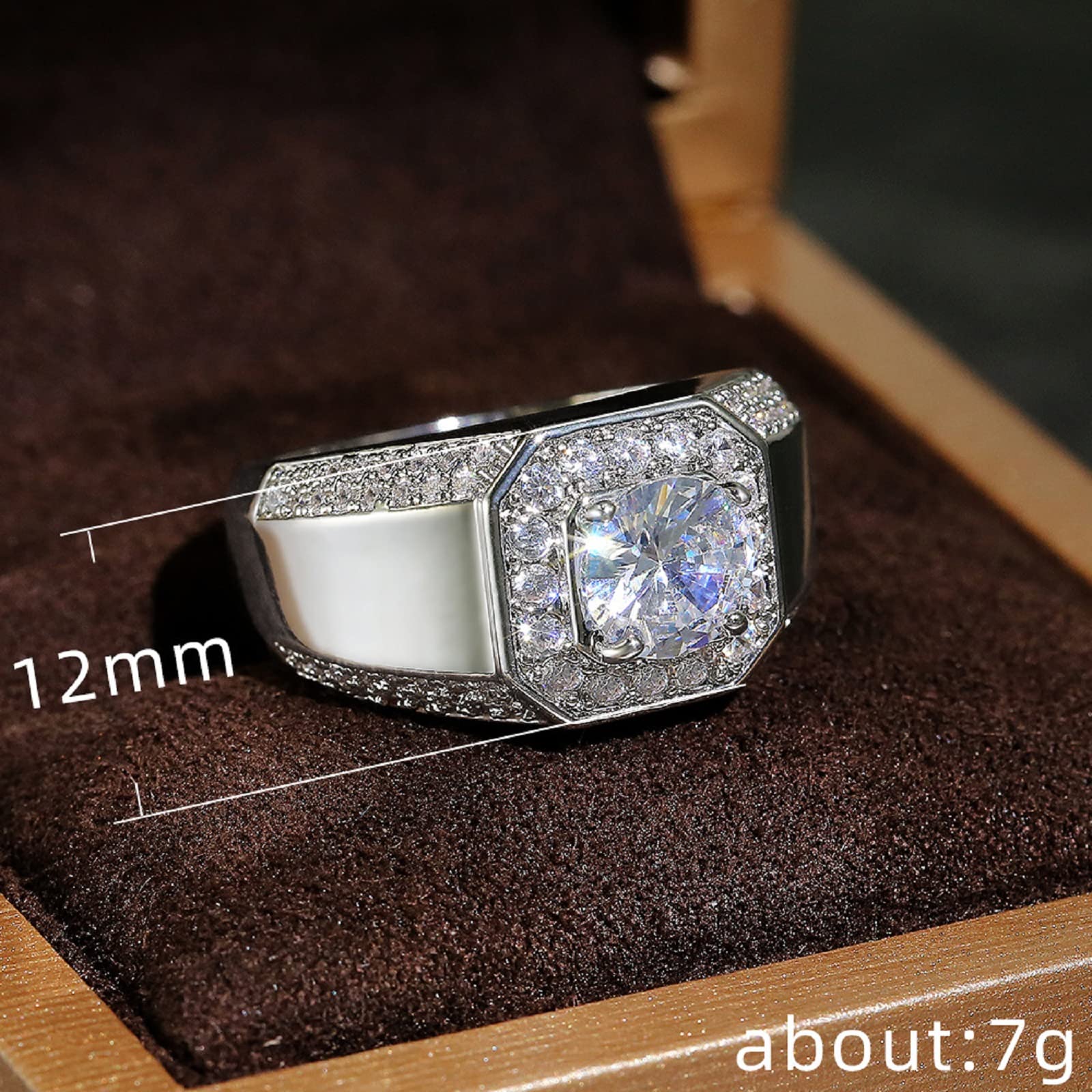 925 Sterling Silver Delicate Rings for Men Silver Plated White 925 Sterling Silver Delicate Rings for Men Silver Plated White