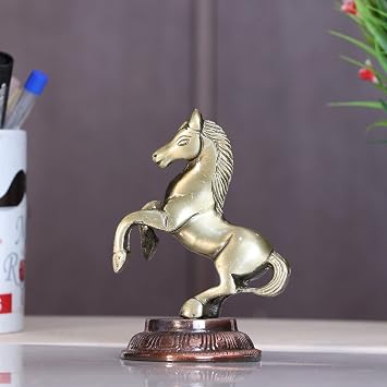 KridayKraft Metal Jumping Horse Statue for Wealth, Income, Shining and Bright Future 8.5 x 6.5 x 12 cm, Grey