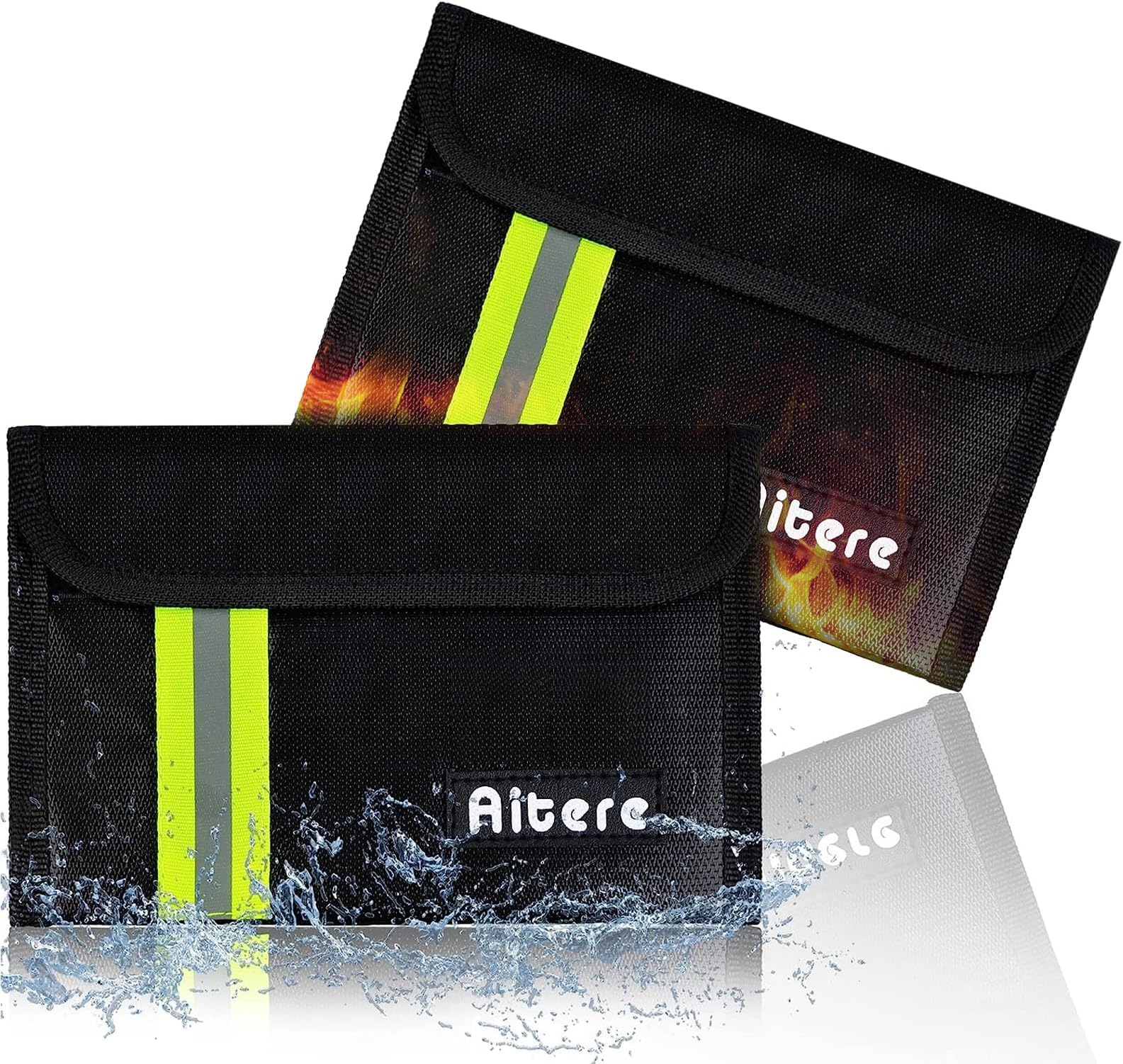 Aitere Fireproof Bag Set of 2 Fireproof Waterproof Document Case Briefcase Cover for Documents Passport Bank File Money Valuables