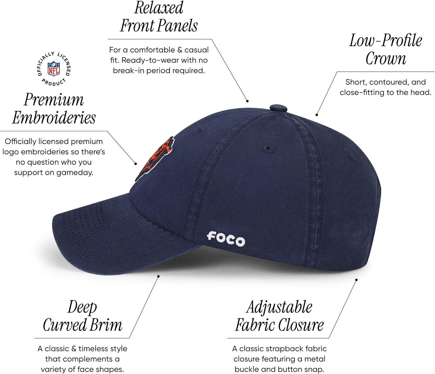 FOCO NFL Mens NFL Team Logo Casual Hat Caps