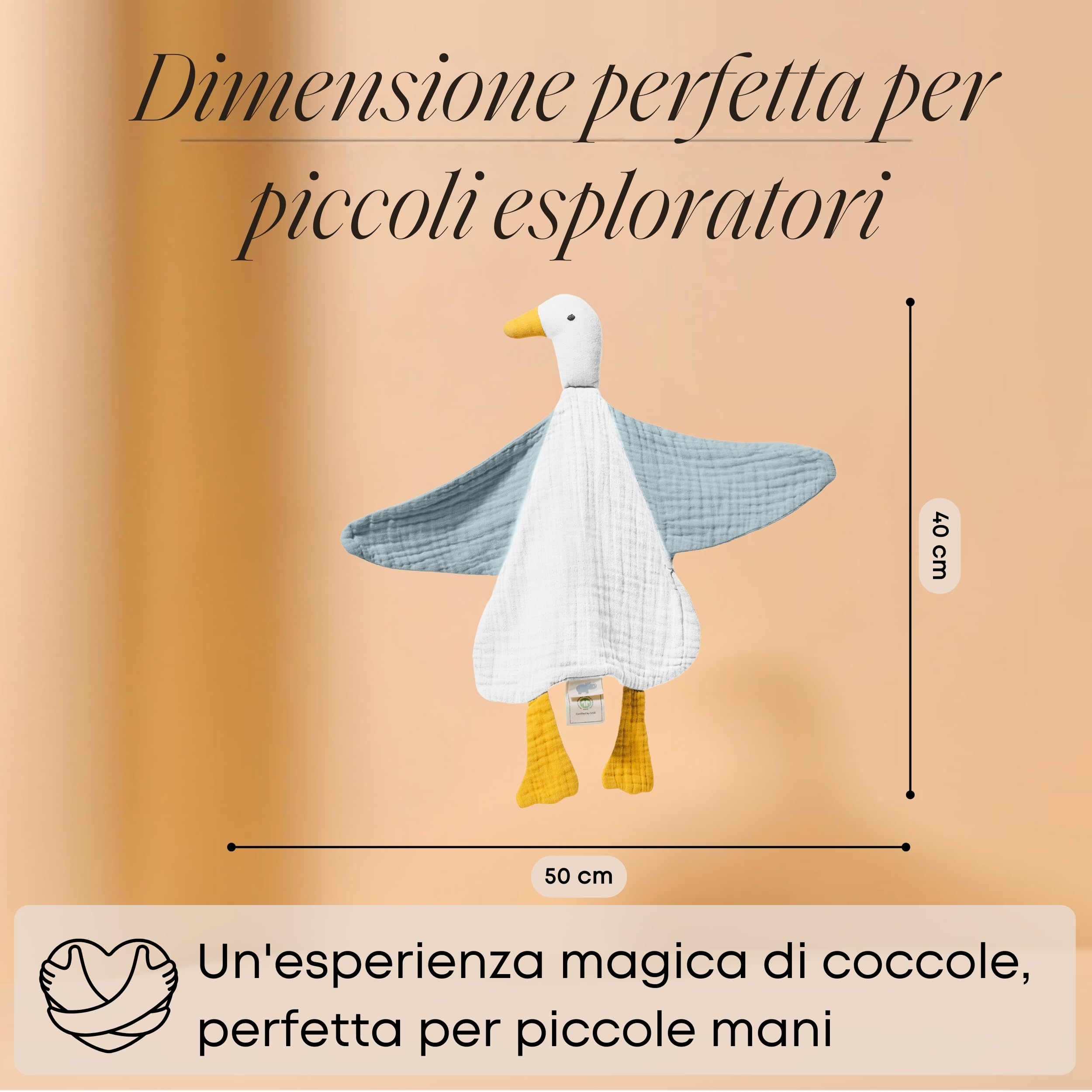doudou e peluche neonato in mussola biologica GOTS Extra morbido e traspirante Regalo perfetto per bambini e neonati Qualità premium, fatto a mano, certificato sicuro