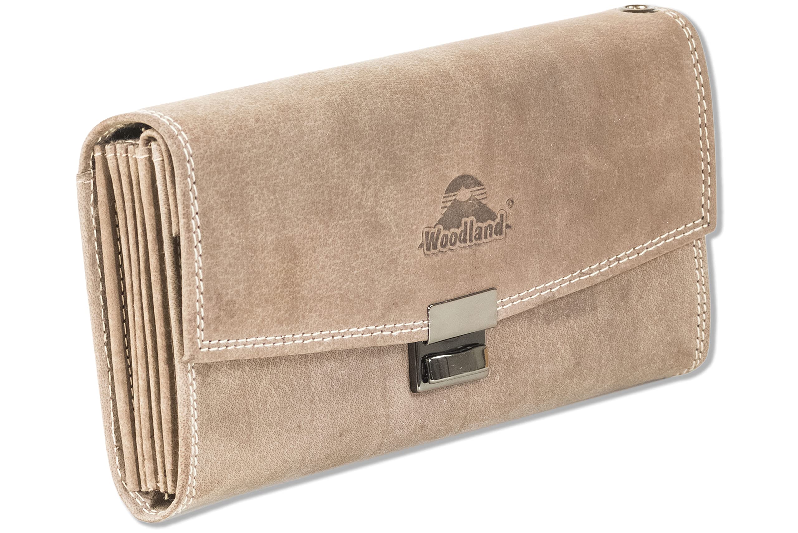 Woodland Portafoglio Da Cameriere In Pelle Bovina - Color Cognac/Multicolor - 18.5x9.5x4.5 Cm, Con Scomparto Rinforzato