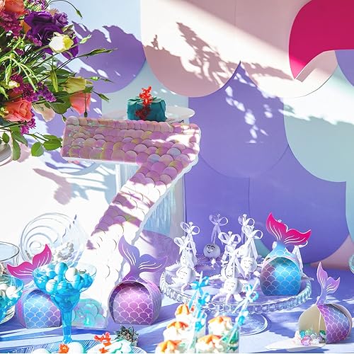 Miniatura 5 de Laumoi 36 cajas de dulces de sirena, cajas de regalo de cola de sirena, cajas de fiesta de sirena, bolsas de regalo de fiesta de sirena, bolsas de