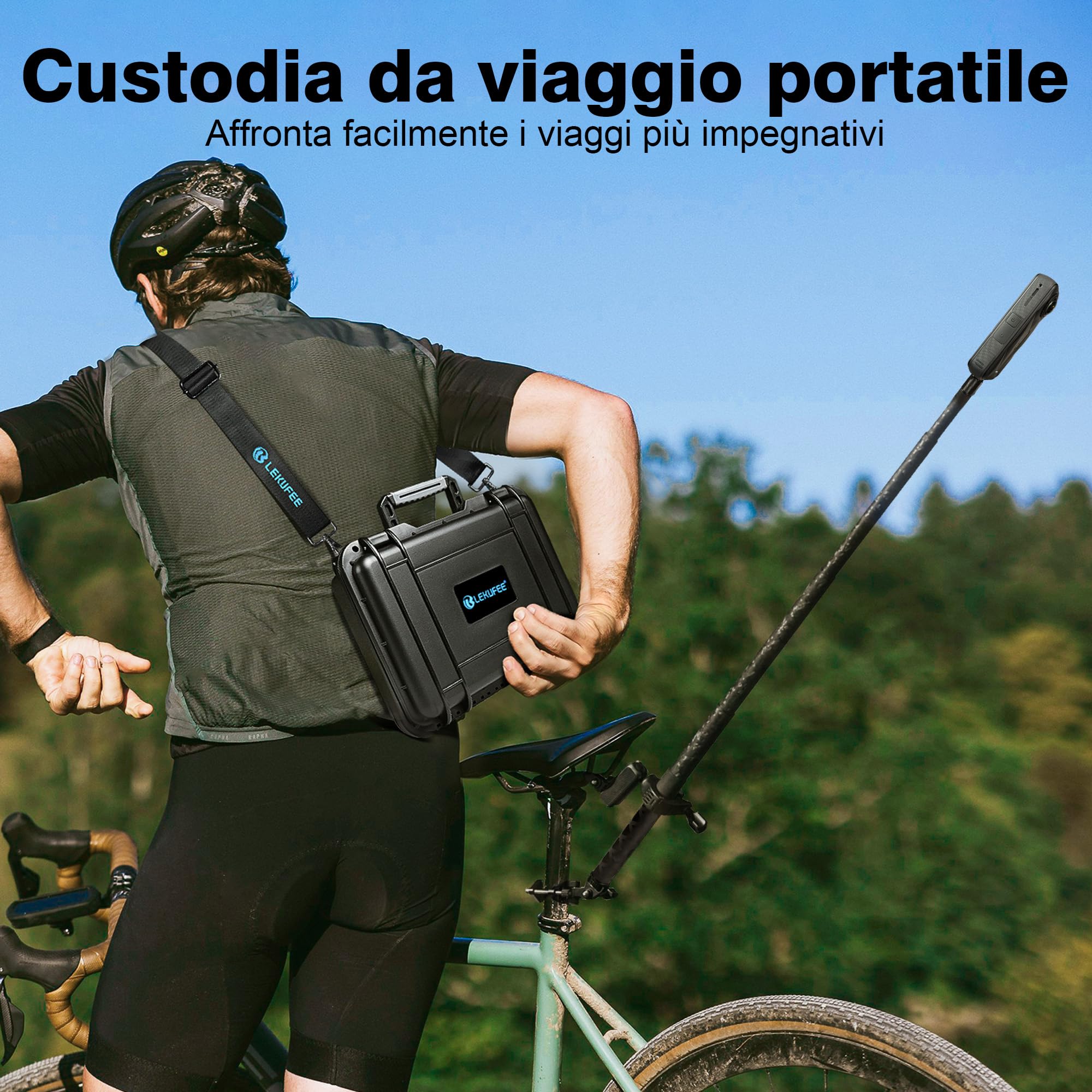 LEKUFEE Custodia Rigida da Viaggio Impermeabile per Insta360 X5, Insta360 X4 Air, Insta360 X4, Insta360 X3 Action Camera, 4 Batterie, Trasmettitore Mic Air e Altri Accessori (Solo Custodia)