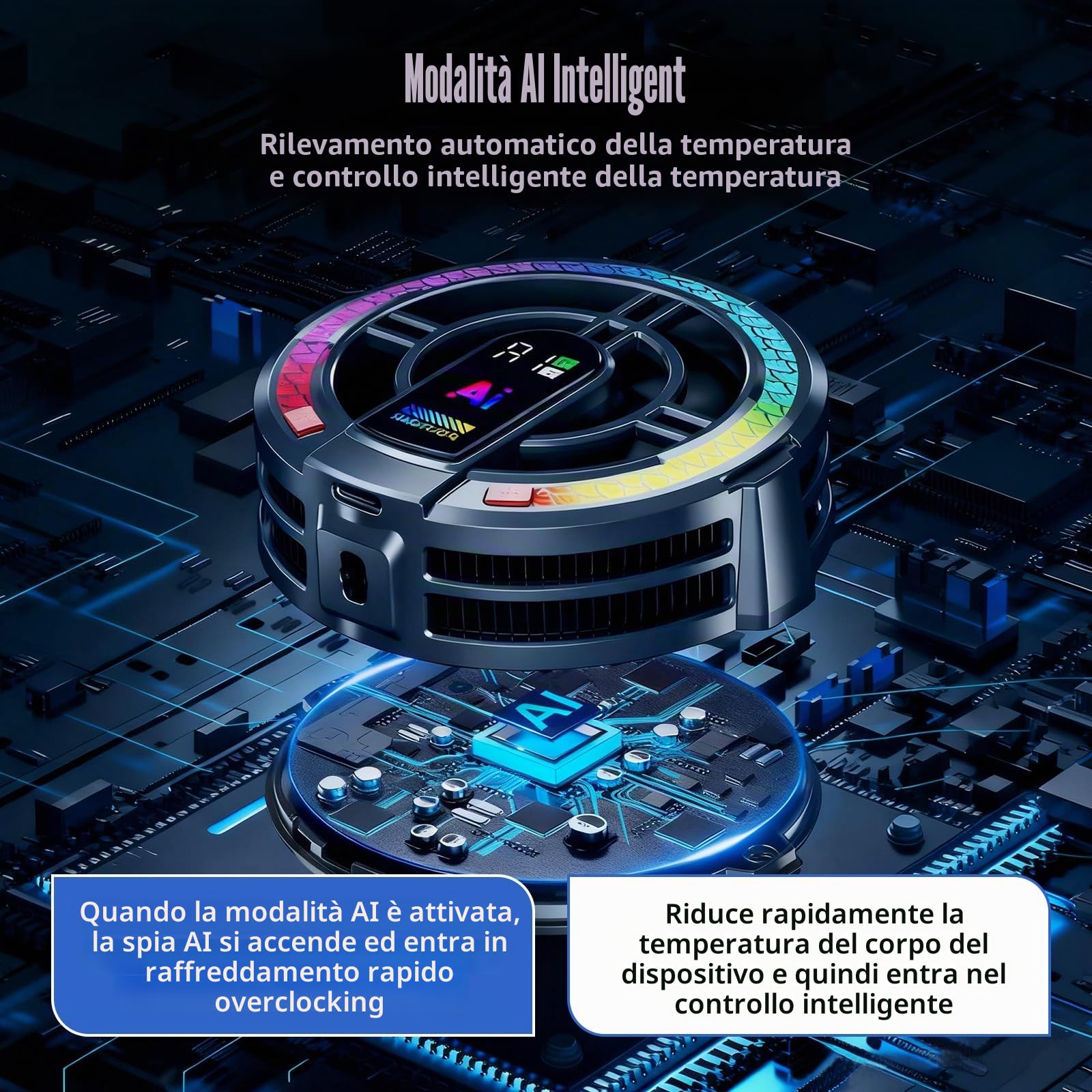 Frigorifero per Tablet,4 Modi di Raffreddamento,Frigorifero Magnetico per Cellulare,Frigorifero per Laptop,Riscaldatore Universale per Cellulare/Tablet/IPad,Per Giochi Mobili, Tiktok Live-Streaming