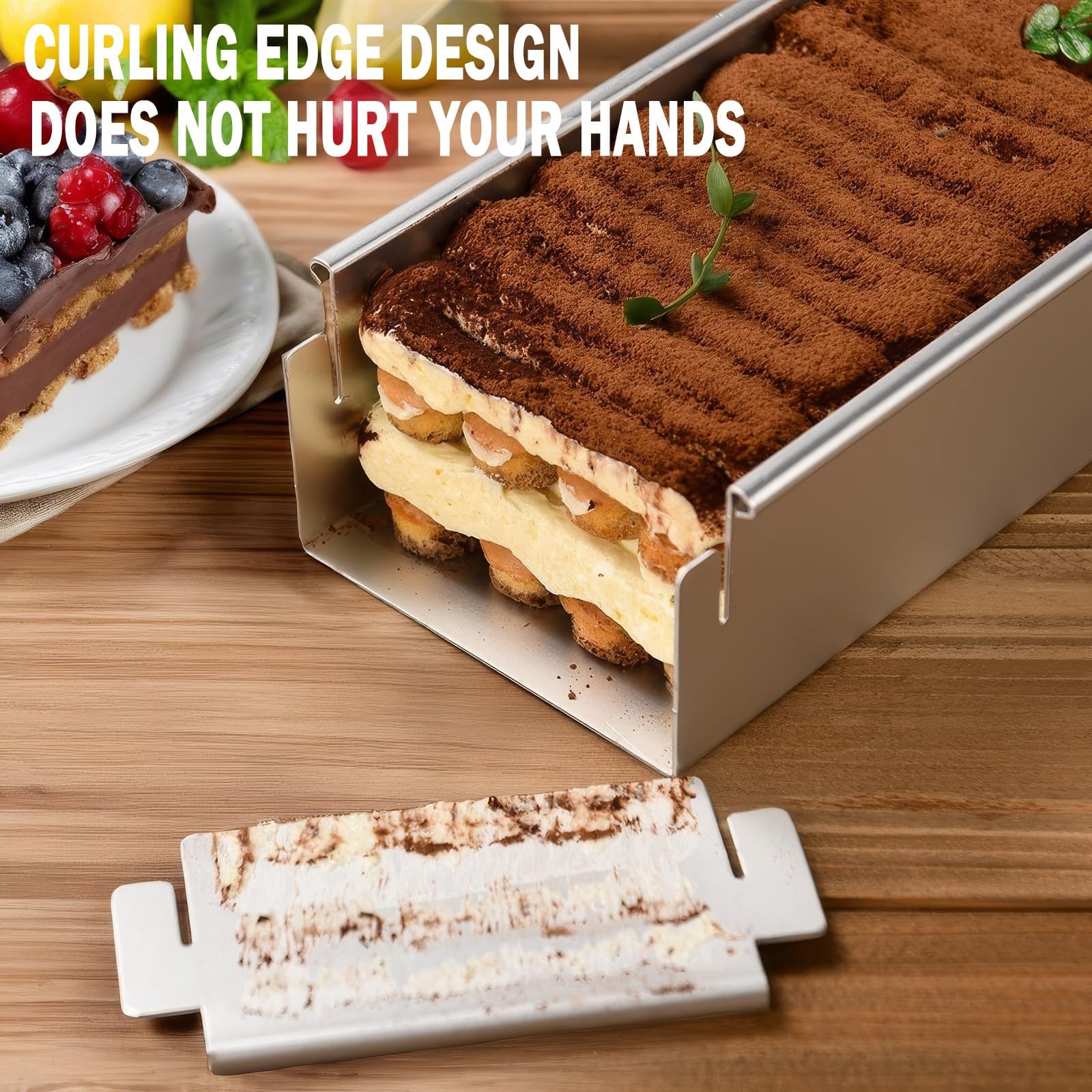 Tiramisu-Kuchenform mit Antihaftbeschichtung, Aluminiumlegierung, abnehmbare Backform für Käsekuchen, Mousse, Brownies, inklusive Acryl-Deckel und Metallspatel