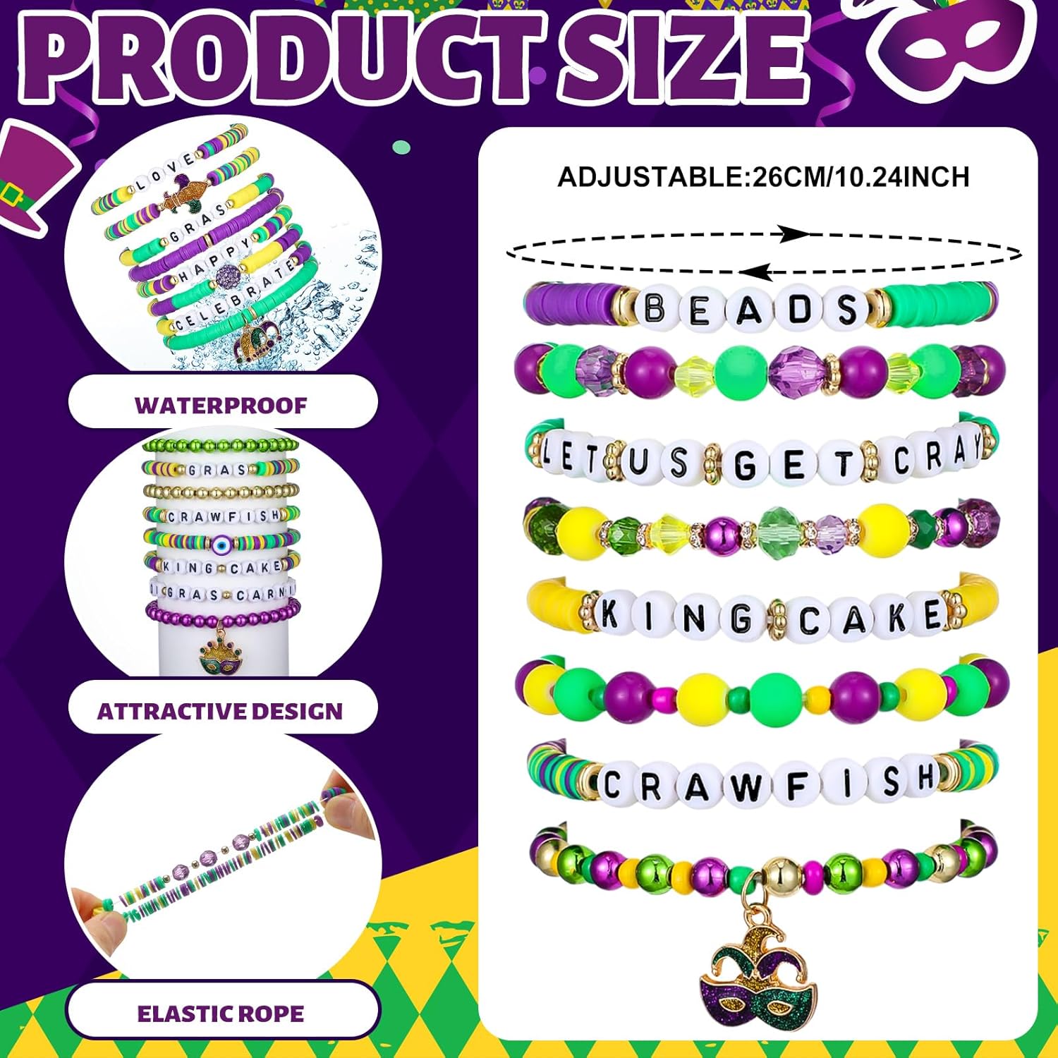 96 Pcs 4th of July Bracelets Set Patriotic Red White and Blue Friendship Bracelets Bulk Inspirational Stretch Y2k Beaded Memorial Jewelry for Independence Day Party Favors Gift