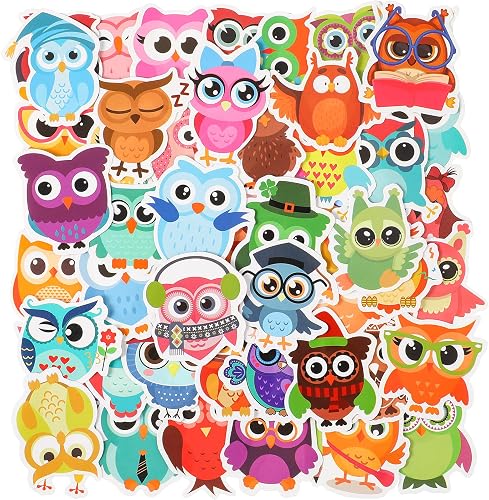 160 Pieces Owl Stickers for Kids Waterproof Stickers Owl Wall Decals Wisdom Clever Intelligent Cute Animal Vinyl Stickers for Halloween Water Bottle Laptop Decals Playroom, Classroom