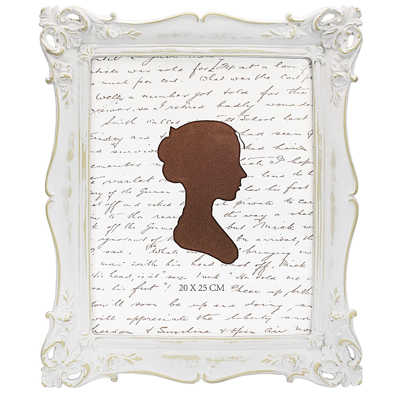 Cadre photo antique de prestige en verre 20x25 cm style baroque blanc