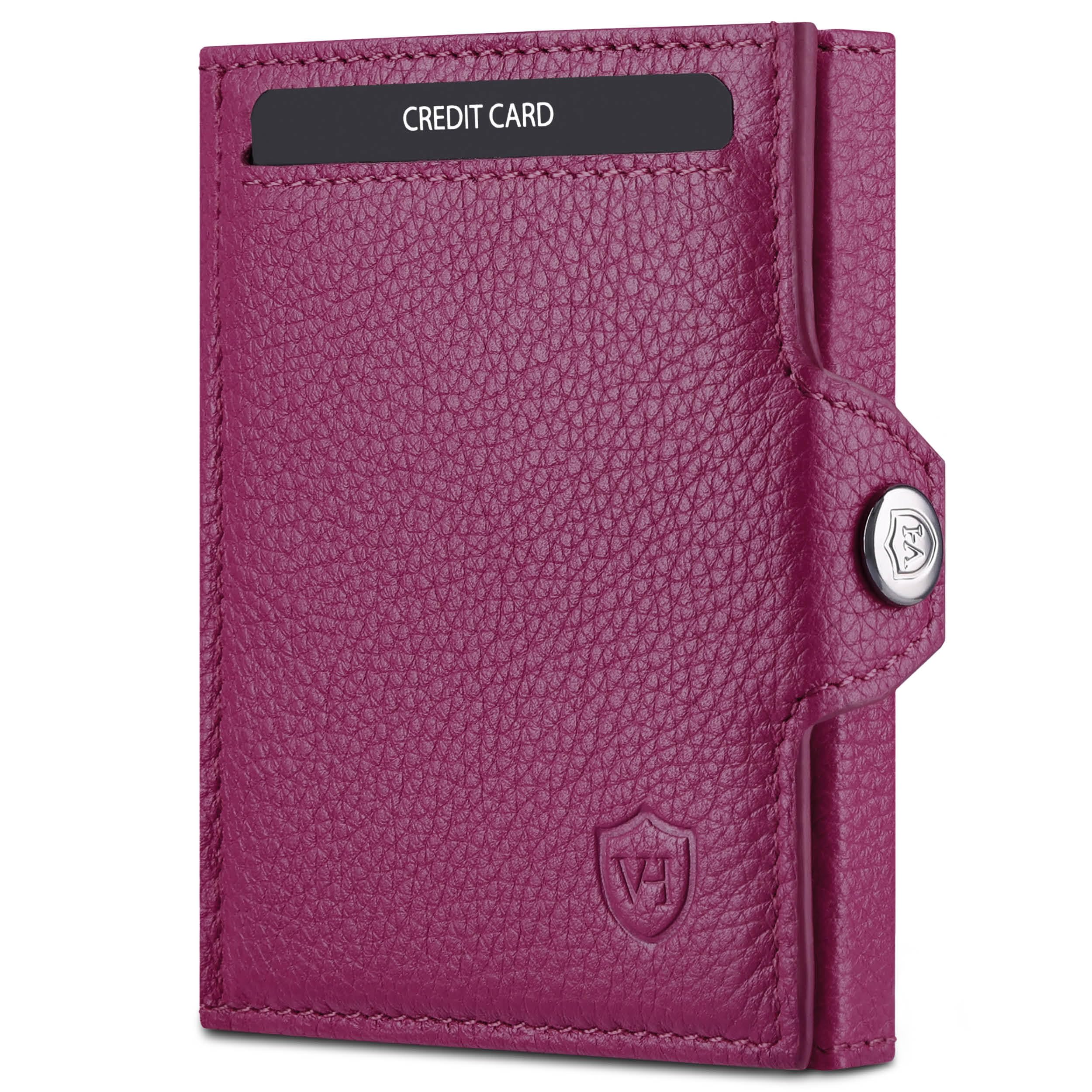 VON HEESEN Slim Wallet mit Münzfach & RFID-Schutz - Mini Geldbörse Herren & Damen - Kartenetui Geldklammer Kreditkartenetui - Portmonee Geldbeutel Portemonnaie klein (Pink)