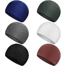 6 Pcs Kufi Hats for Men Muslim Knit Kufi Cap Islamic Breathable Cotton Stretchy Skull Cap Helmet Beanie Hat for Men Women in Cool Designs