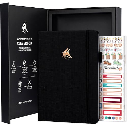 Clever Fox Ultimate Achiever’s Goal Planner - Focus & Productivity 90 Day Journal. Undated Daily Weekly Monthly Planner Organizer & Hourly Schedule Notebook - Hardcover, A5 Size, Onyx Black
